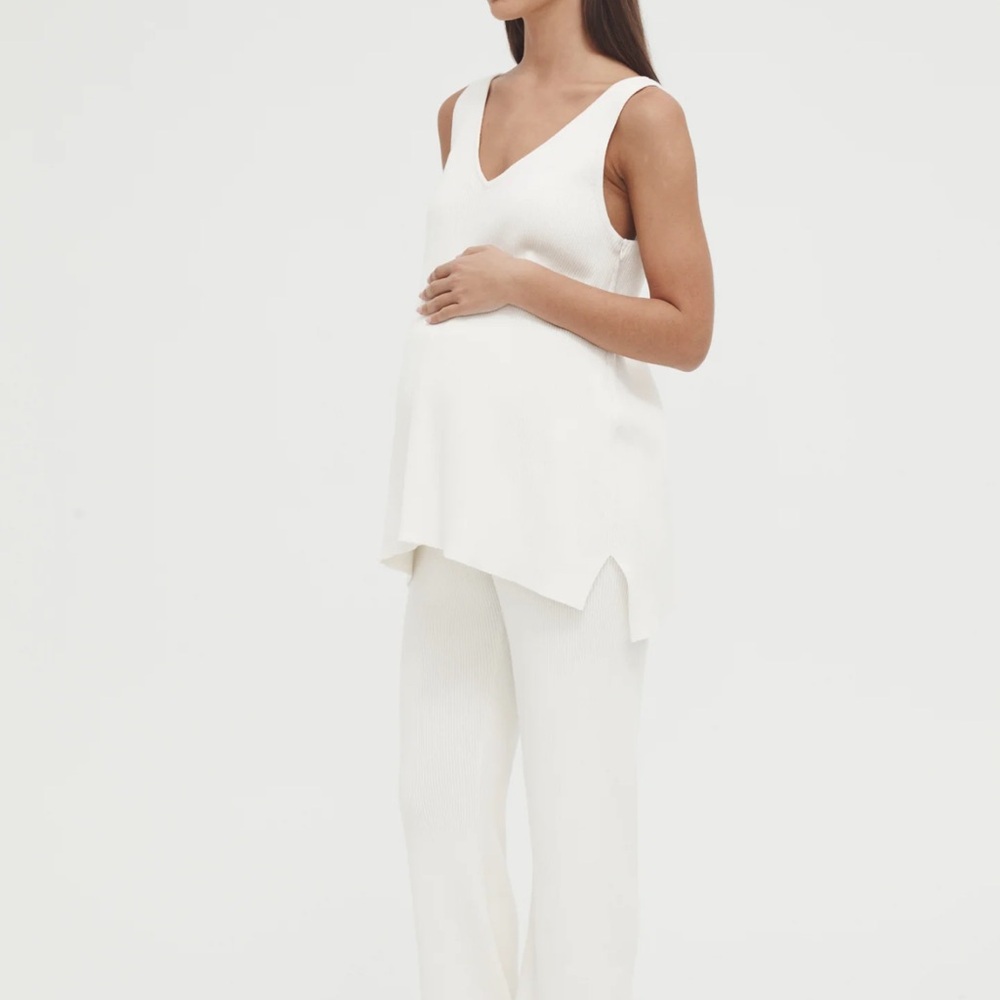 Heritage Maternity Cream Ribbed Knit Set